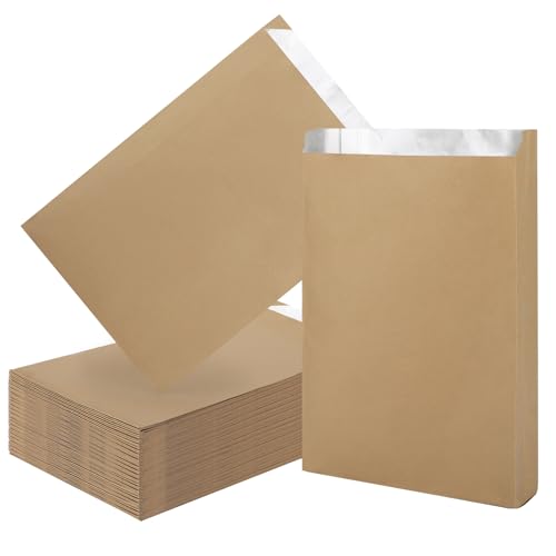EUSOAR Hot Dog Bags, 100pcs 7.5"x11.8"x2" Kraft Foil Sandwich Wrappers, Disposable Food Storage for Hot Food, Bakery Cookies, Treats, Snacks, BBQ Take-out - color: Kraft Brown, size: 7.5x11.8x2 Inch