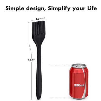 10-Inch Silicone Basting Brush, Heat-Resistant Pastry Brush for Spreading Oil, Butter, Sauce, and Marinades – Ideal for BBQ, Baking, and Cooking, Dishwasher Safe - color: Black
