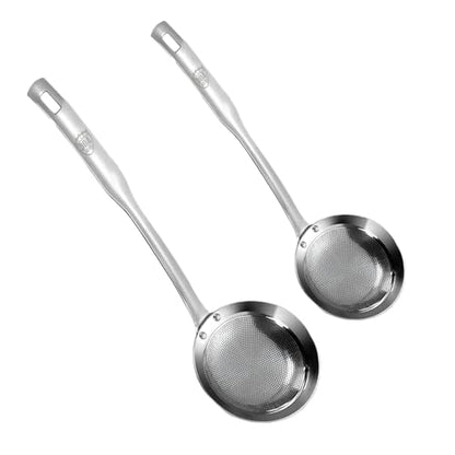 9cm/3.54inch&11cm/4.33inch 304 Stainless Steel Fine Mesh Strainer Set of 2 with Handle for Kitchen, Metal Strainers for Oil Skimmer Spoon Food Strainer Kitchen Gadgets