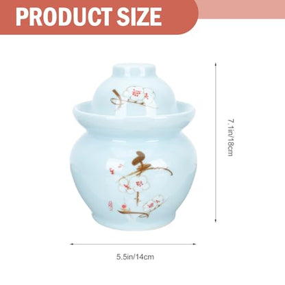 Ceramic Kimchi Pickle Jar with Dual Sealed Lids 3l Traditional Sauerkraut Storage Crock Jar for Household Food Fermentation and Kitchen Organization