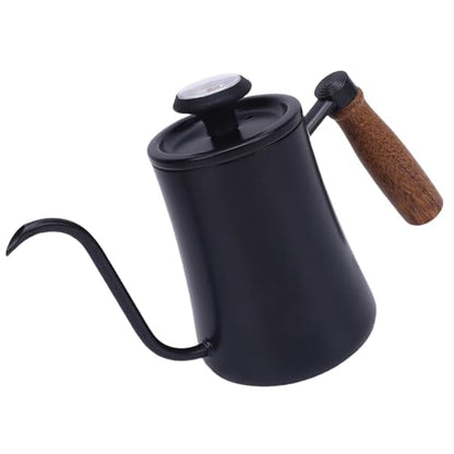 Aramox Pour Over Kettle, 600ML Stainless Steel Coffee Pot with Thermometer, Precision Control for Home Barista and Tea Lovers (Black) - color: Black