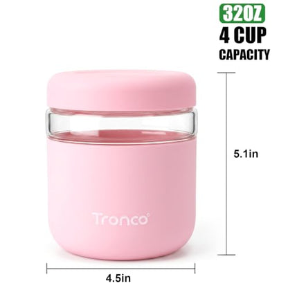 Tronco 32 oz Glass Food Storage & Lunch Bowl Containers with Airtight Lids | Leak & Spill Proof Meal Prep Container with Silicone Sleeve, Microwave & Dishwasher Safe, Soup & Stew, Office Lunch,BPA-Free - color: Black, size: 32 OZ