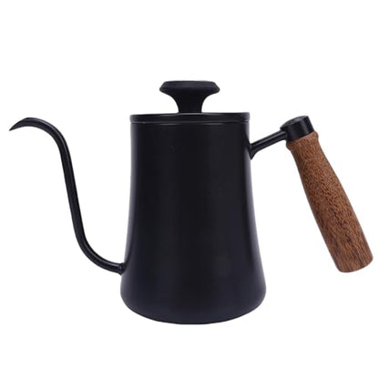 Jeffergarden Pour Over Kettle, Stainless Steel Coffee Pot with Thermometer, 600ML Drip Kettle for Home Brewing and Coffee Shop Use (Black) - color: Black