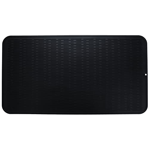 MicoYang Silicone Dish Drying Mat for Multiple Usage,Easy clean,Eco-friendly,Heat-resistant Silicone Mat for Kitchen Counter or Sink,Refrigerator or Drawer Liner Black 4XL 32 inches x 18 inches - color: Black, size: 32"L x 18"W