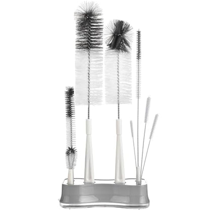 ALINK 8 Pack Bottle Brush Cleaning Set with Stand, Long Handle Bottle Cleaner with Holder for Narrow Neck Beer Wine Brewing Bottles, Stanley, Baby Bottles, Tumblers, Drinking Glasses, Straws - color: White