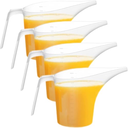 4 Pack Plastic Funnel Pitcher,Measuring Cup with Long Spout,Large Capacity Easy Pour Cup,Perfect for Bakeware Mold,Oils,Watering Plants(1000ml) - color: 4 Pack Plastic Funnel Pitcher