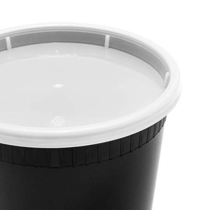 Karat [32oz - 240 ct Black PP Injection Molded Round Deli Containers with Lids (FP-IMDC32-PPB) - color: Black, size: 32oz