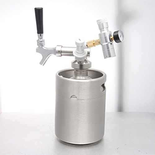 Mini Stainless Steel Beer Keg,Portable Home Dispenser System to Keep Fresh for Home Kitchen Brewing Beer,Keeps Carbonation for Craft Beer Draft and Homebrew,2 liters