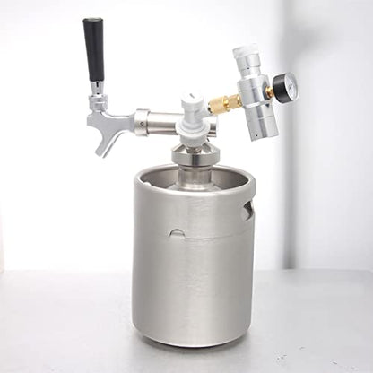 Mini Stainless Steel Beer Keg,Portable Home Dispenser System to Keep Fresh for Home Kitchen Brewing Beer,Keeps Carbonation for Craft Beer Draft and Homebrew,2 liters