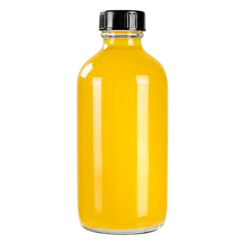 Vetri 8 oz Boston Round Clear Glass Bottle - with Black Phenolic Cap - 2 1/2" x 2 1/2" x 5 1/2" - color: Clear, size: 8 oz