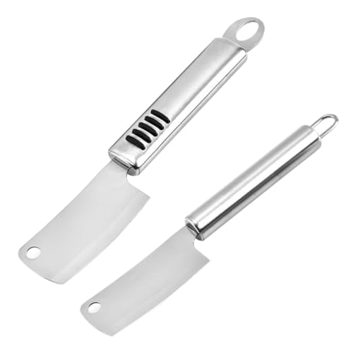 2pcs Stainless Steel Mini Cheese Spatula and Chopping Knife Anti-slip Kitchen Tool for Cutting Spreading and Serving Butter and Cheese