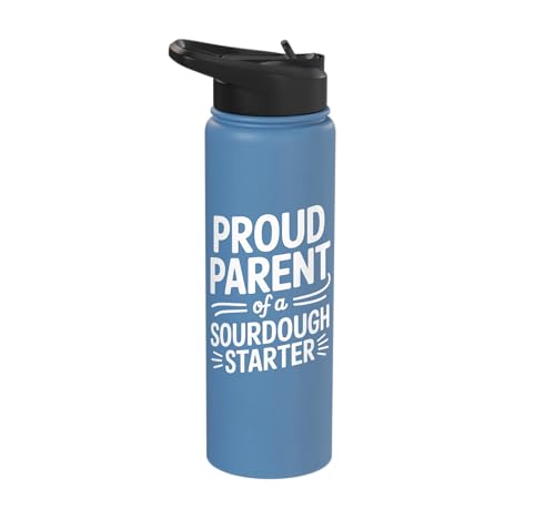 Proud Parent Sourdough Starter Active Yeast Stainless Steel Insulated Water Bottle - color: Light Blue