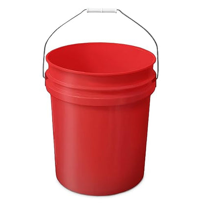 EconoHome 5-Gallon Red Bucket Pail Container Without Lid, Metal Handles with Plastic Grip for Easy Carrying, Heavy-Duty 90MIL Extra Durable, BPA Free - 5 Pack - color: Red, size: 5 Pack