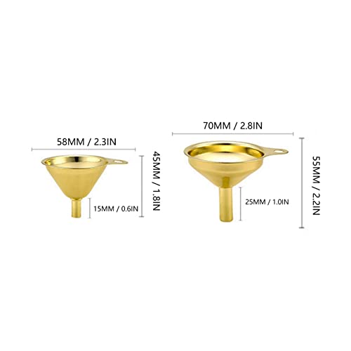Stainless Steel Funnel, 3 Pack Gold Metal Kitchen Funnel Set, Food Grade Kitchen Gadgets Accessories, Mini Funnels for Filling Bottles, Liquid Transfer, Cooking, Car Oil, Lab Use