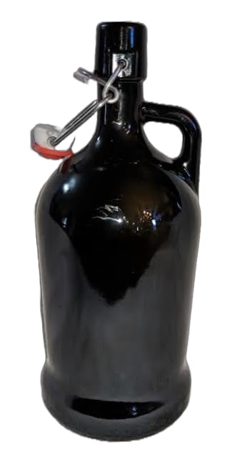 FLIP TOP GROWLER 1 Liter Round European SIPHON VC Pressure Bottle Dark Olive Brown with Lightning Seal