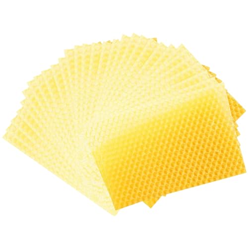 30Pcs 5.2x3.5'' Beeswax Sheets, Beeswax Sheets for Bee Frames, Natural Honeycomb, Candle Making Beekeeping Supplies, Bee Hive Frames and Wax Foundations