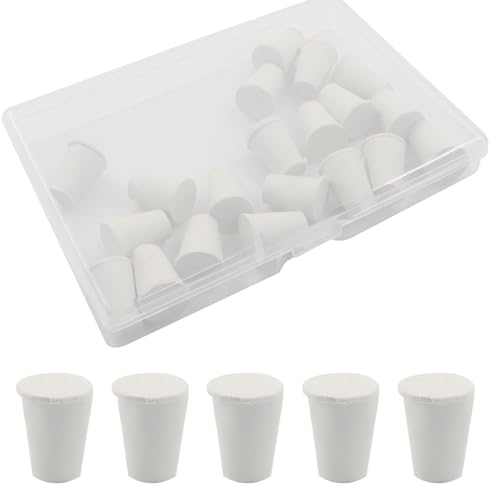 Solid Rubber Stoppers, Size 000#, 20 Pack | Tapered Plugs, White Natural Rubber Bungs, For Test Tubes, Flasks & Lab Equipment - size: 000#