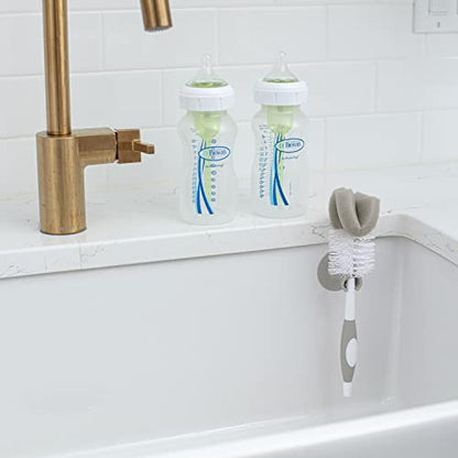 Dr. Brown's Reusable Sponge Baby Bottle Cleaning Brush with Suction Cup Stand, Scrubber and Nipple Cleaner, BPA-Free, Gray, 2-Pack - color: Gray, size: 2-Pack