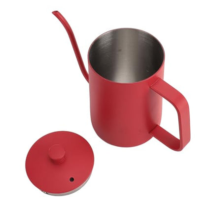 Pour Over Coffee Kettle, Gooseneck Stainless Steel Kettle, 600ml Precision Pouring Pot with Thermometer, Red Teapot for Home Brewing Coffee Tea