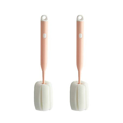 Bottle Soft Brush -2Pcs Sponge Bottle Brush Soft and Easy to Clean, Baby Bottle Sponge Brush Can Effectively Remove The Stain Residue On The Bottom of The Cup(Pink-Brush) - color: Pink-brush