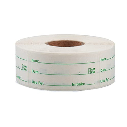 L LIKED 500 Stickers Use by 1 x 2 Inch Dissolvable Labels for Food Containers Prep roll of 500 (Green) - color: Green