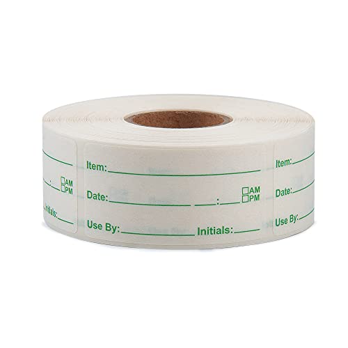 L LIKED 500 Stickers Use by 1 x 2 Inch Dissolvable Labels for Food Containers Prep roll of 500 (Green) - color: Green
