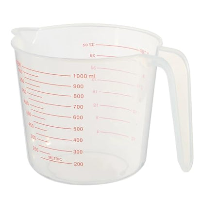 Professional Kitchen Measuring Cup, 4-Cup/32oz Capacity, Clear BPA-Free Plastic, Dual Scale Markings, Microwave Safe with Easy-Pour Spout and Ergonomic Handle for Cooking and Baking