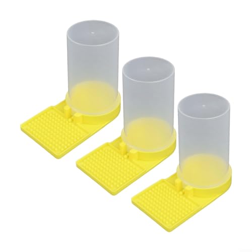 3 Pack Bee Water Feeder with Plastic Basin, Hive Entrance Drinker for Honey Bees, Easy Fill Wild Bird & House Accessory, Yellow Equipment for Garden Yard Outdoor Living
