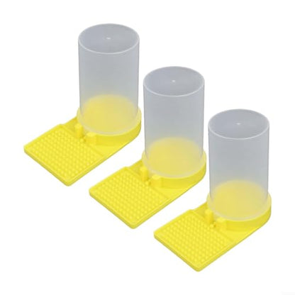 3 Pack Bee Water Feeder with Plastic Basin, Hive Entrance Drinker for Honey Bees, Easy Fill Wild Bird & House Accessory, Yellow Equipment for Garden Yard Outdoor Living