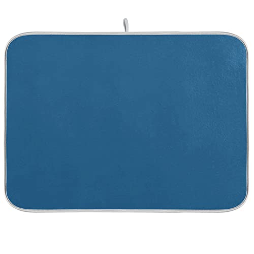 Dish Drying Mat for Kitchen Counter 16 x 18 Inch Absorbent Microfiber Dry Dishes Mats Drainer Mat Indigo Blue Dish Drying Pad for Countertops Decor - color: Indigo Blue, size: 16 X 18 in