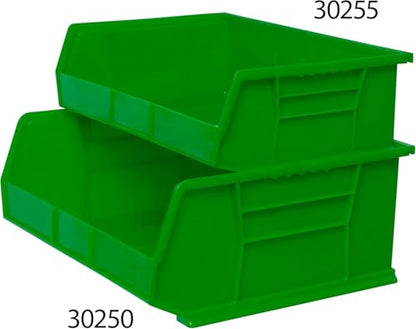 Akro-Mils 30255 AkroBins Plastic Storage Bins, Space-Saving Stackable Bins for Garage, Pantry, Craft Organization, 11" x 16" x 5", Green, 6-Pack - color: Green