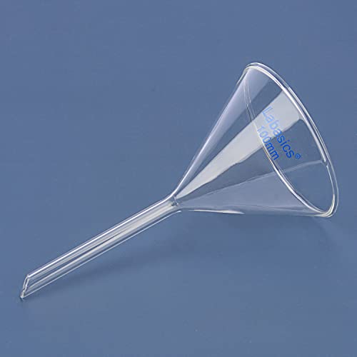 Labasics 2-Pack Glass Heavy Wall Funnel Borosilicate Glass Funnel, Short Stem 100 mm Diameter, 100 mm Stem Length - size: 100 mm Diameter and 100 mm Stem