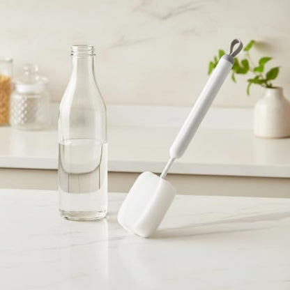 Long Handle Bottle Cleaning Brush with Soft Sponge Head for Deep Cups, Narrow Neck Bottles & Vases - 13 Inch - color: Gray