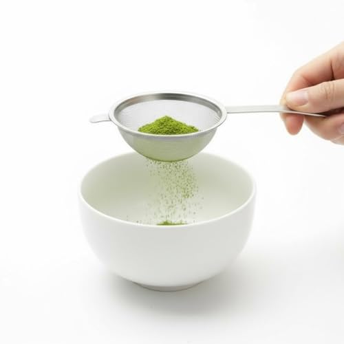Japanese Double Fine Mesh Tea Sifter – Stainless Steel Tea Strainer with Hammered Texture Handle Kitchen Sieve, 6” (Length) × 3” (Width) × 1.3” (Height)