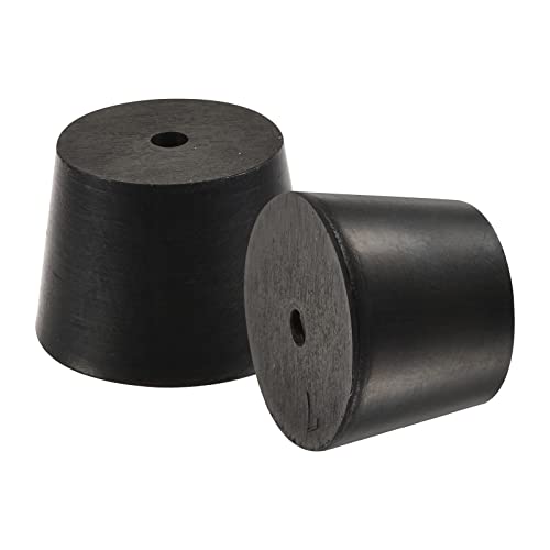 MECCANIXITY Rubber Tapered Plug 30mm to 37mm with Hole Test Tubes Bungs Stopper Black for Lab Home 5 Pieces - size: 30mm - 37mm