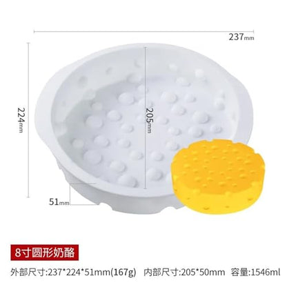 Cheese Shaped Silicone Baking Form for Mousse, Chocolate, Fudge, and Pastry, Reusable Dessert Decoration Pan for Home Kitchen(Round-l)
