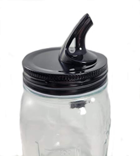 Black - Mason Jar Pour Spout - Regular Mouth - For Moonshine And Whiskey - Made 100% In The USA. Free Flow Mason Jar Spouts That Don't Leak. No Cracks, Just A Perfect Pour Everytime. 2 Pack - size: Black - Regular Mouth