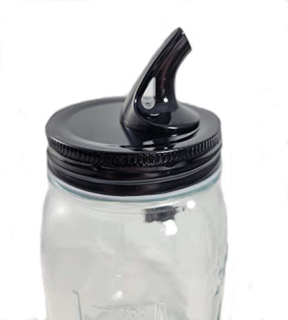 Black - Mason Jar Pour Spout - Regular Mouth - For Moonshine And Whiskey - Made 100% In The USA. Free Flow Mason Jar Spouts That Don't Leak. No Cracks, Just A Perfect Pour Everytime. 2 Pack - size: Black - Regular Mouth