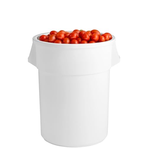 PRO&Family Commercial Round Trash Can, Ingredient Bin, Heavy-Duty Plastic, Anti-Static, Kitchen, Office, Outdoor Use (White, 55 Gallon) - color: White, size: 55 Gallon