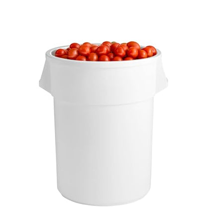 PRO&Family Commercial Round Trash Can, Ingredient Bin, Heavy-Duty Plastic, Anti-Static, Kitchen, Office, Outdoor Use (White, 55 Gallon) - color: White, size: 55 Gallon