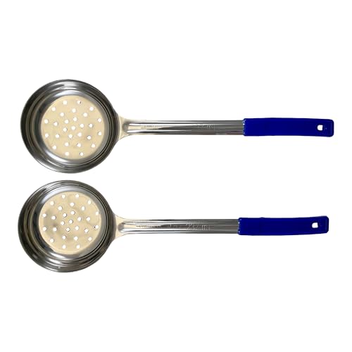 8 oz Slotted Stainless Steel Portion Control Ladle Spoon | Commercial-Grade Spoodle for Portioning & Draining - Pasta, Veggies & Buffet Service. Color-Coded by Size. Dishwasher Safe. - size: 8 Ounce Slotted