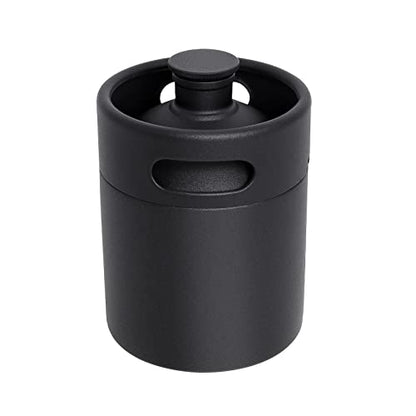 Mini Keg Growler, 64 OZ 304 Stainless Steel Mini Beer Keg with Seal knob Cover, Pressurized Growler with No Scratch Matte Black Powder Coated for Home kitchen Brewing Beer(2L)