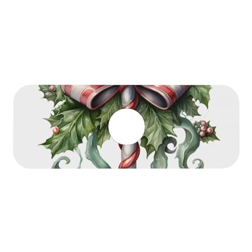 Kitchen Sink Faucet Mat Splash Guard, Christmas Candy Cane Holly Berries Super Absorbent Drying Mat, Non-Slip Drain Pad for Bathroom Counter - color: Candy Cane Holly Berries