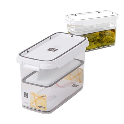 Pickle keeper Press Plate Food Storage Container Organizer for Kimchi Sauerkraut Fermentaion Airtight Lid Locking for Preserved Food (2500ml / 0.7 gal) - size: 2500ml / 0.7 gal