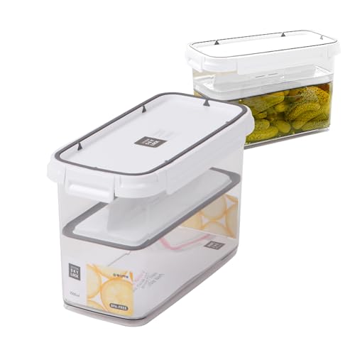 Pickle keeper Press Plate Food Storage Container Organizer for Kimchi Sauerkraut Fermentaion Airtight Lid Locking for Preserved Food (2500ml / 0.7 gal) - size: 2500ml / 0.7 gal