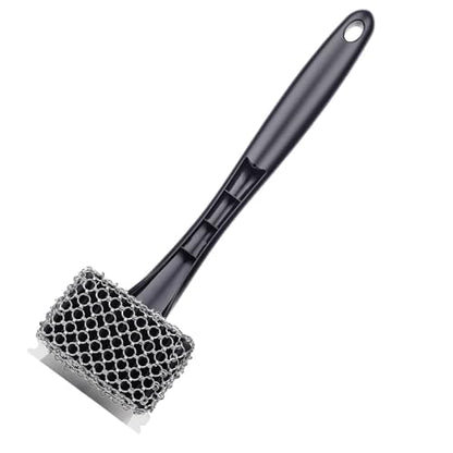 Bristle-Free Grill Brush & Scraper,Durable, Efficient and Extra Safe BBQ Cleaning Brush for Cast Iron and Stainless Steel Outdoor Grills(Coarse Mesh) - size: Coarse Mesh