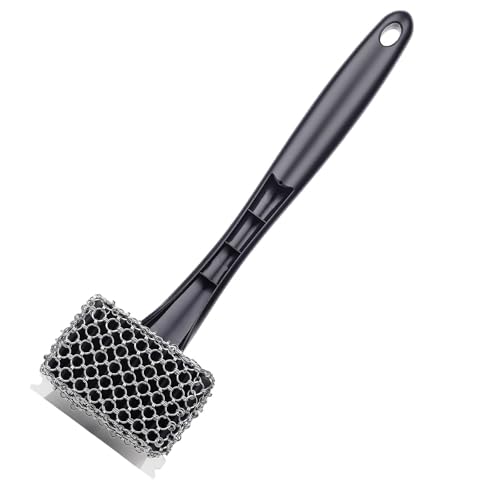 Bristle-Free Grill Brush & Scraper,Durable, Efficient and Extra Safe BBQ Cleaning Brush for Cast Iron and Stainless Steel Outdoor Grills(Coarse Mesh) - size: Coarse Mesh