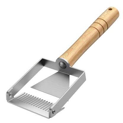 2-in-1 Honey Uncapping Fork & Scraper Tool Stainless Steel Beekeeping Equipment with Wooden Handle Adjustable Tine Spacing for Bee Hive Honeycomb Harvesting