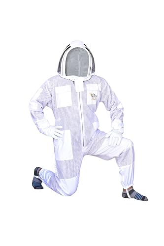 3 Layer Bee Suit With Fencing Veil And One Pair Gloves Ventilated Sting Proof Beekeeping Suit For Beekeepers - color: White, size: X-Large