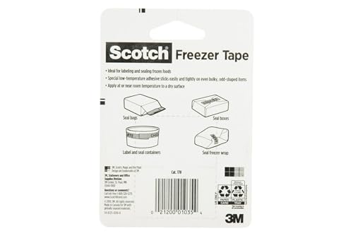 Scotch Freezer Tape, 0.75 in x 1000 in, Writable Surface, Easy Tear, Temperature Resistant, Ideal for Labeling Freezer Bags and Containers